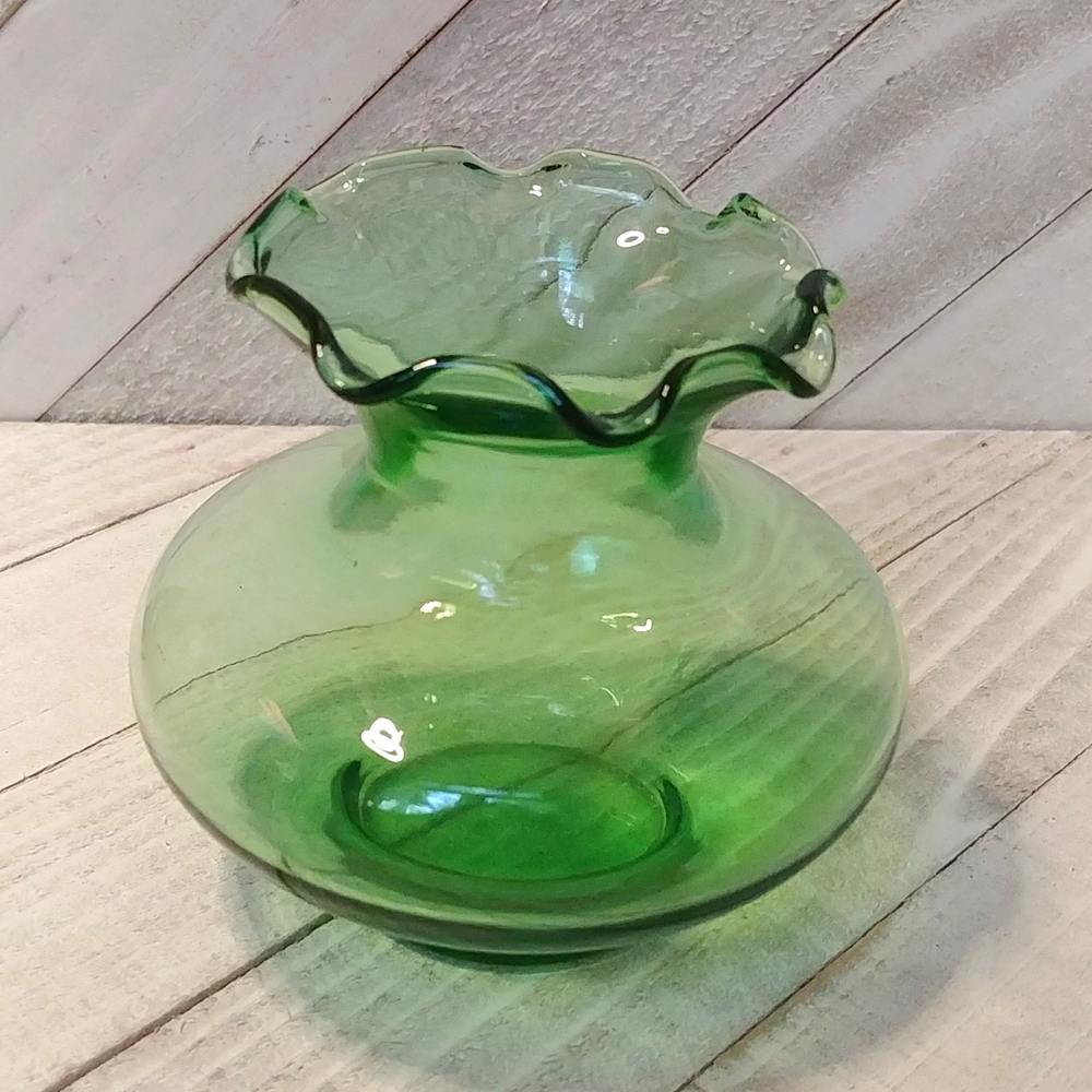 Small Pale Green Glass Vintage Vase